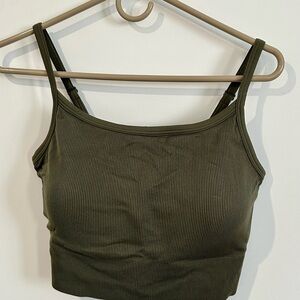 Uniqlo Olive Green Ribbed Women's Tank Top